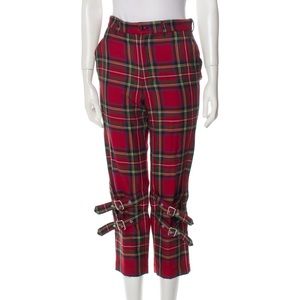 BLACK Comme des Garçons Straight Leg Red Plaid Tartan Pants